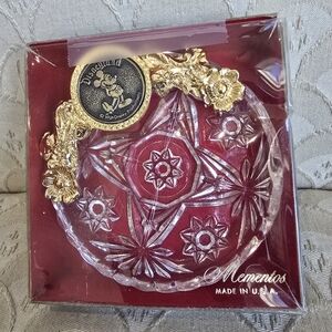 Vintage Walt Disney Disneyland Gold Plate & Crystal Ashtray Trinket Candy Dish